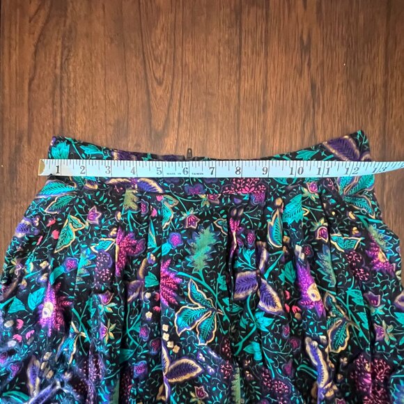 Synari Vintage 90's Green & Purple Floral Midi Skirt< Size Small - Picture 8 of 10